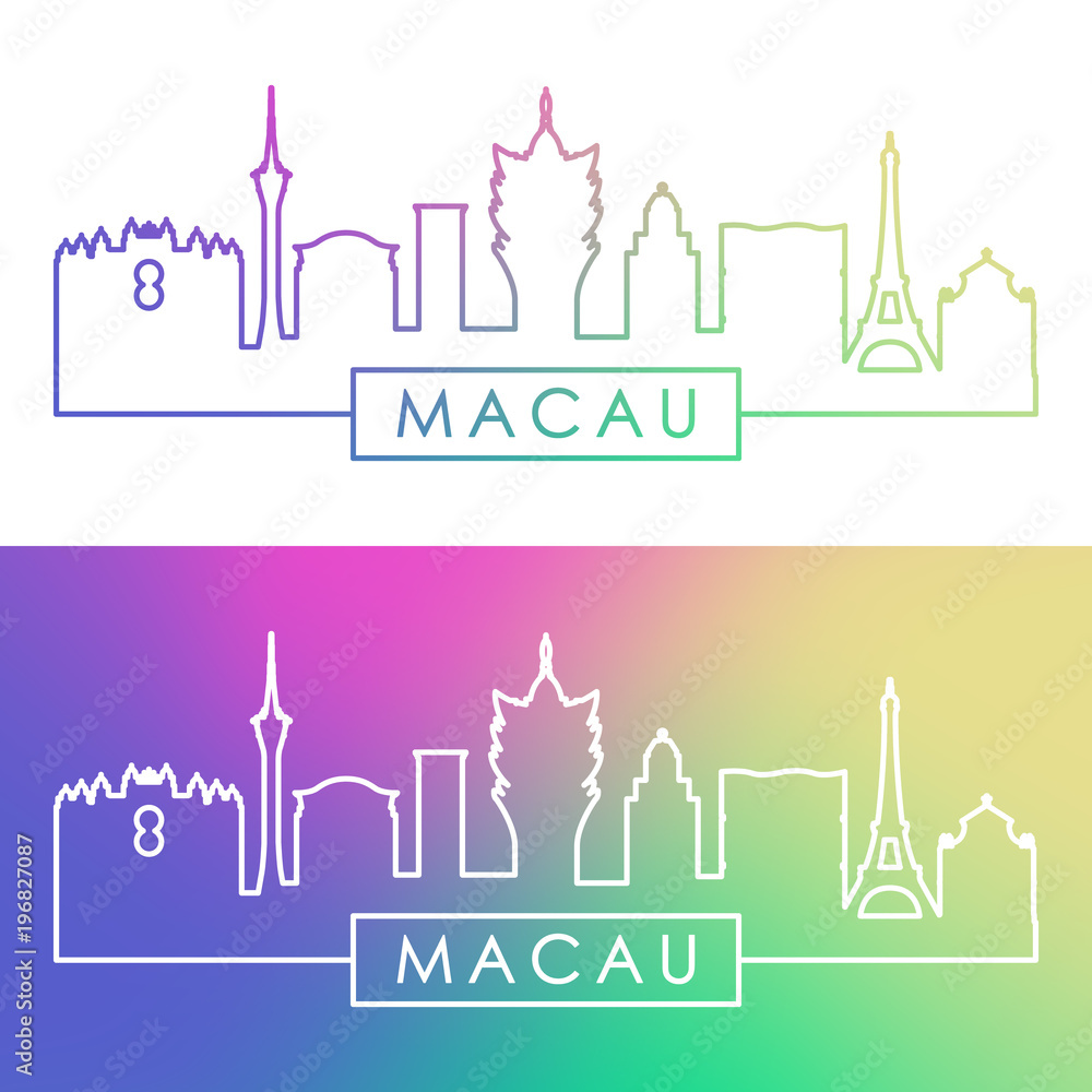 Obraz premium Macau skyline. Colorful linear style. Editable vector file.