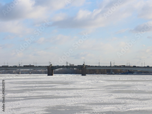 drawbridge across the frozen river