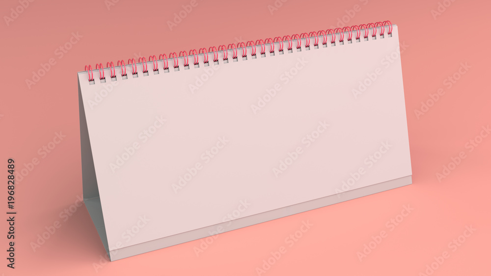 White table calendar mock-up on red surface White table calendar mock-up on red surface