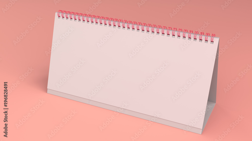 White table calendar mock-up on red surface White table calendar mock-up on red surface