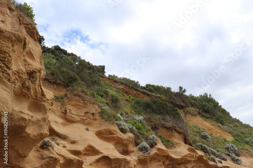 eroded cliff face in a coastal region