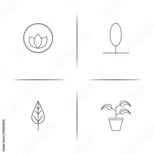 Nature simple linear icon set.Simple outline icons