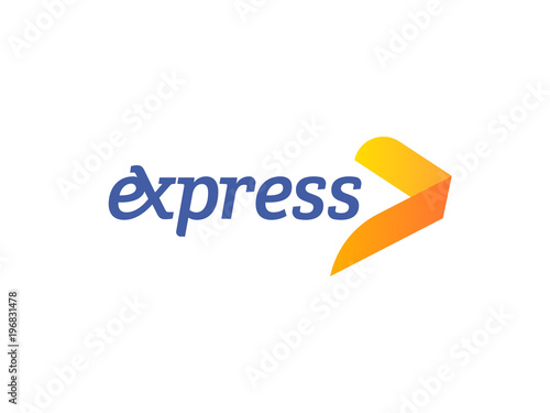 Transport logistic logo arrow for express delivery or courier logistics shipping and transportation service. Vector isolated yellow arrow forward icon template for postal logistics company design