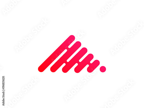 Technology logo simple tech in triangle pyramid flow design. Vector creative abstract red shape modern flat icon for construction technology, sport and digital communication or internet business logo