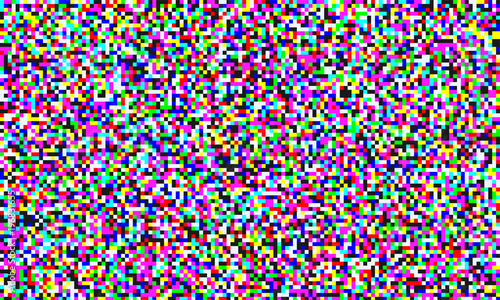 TV pixel noise of analog channel grain screen seamless background. Vector glitch effect of video snow interference or abstract vaporwave background of color pixel mosaic distortion acid color glitch