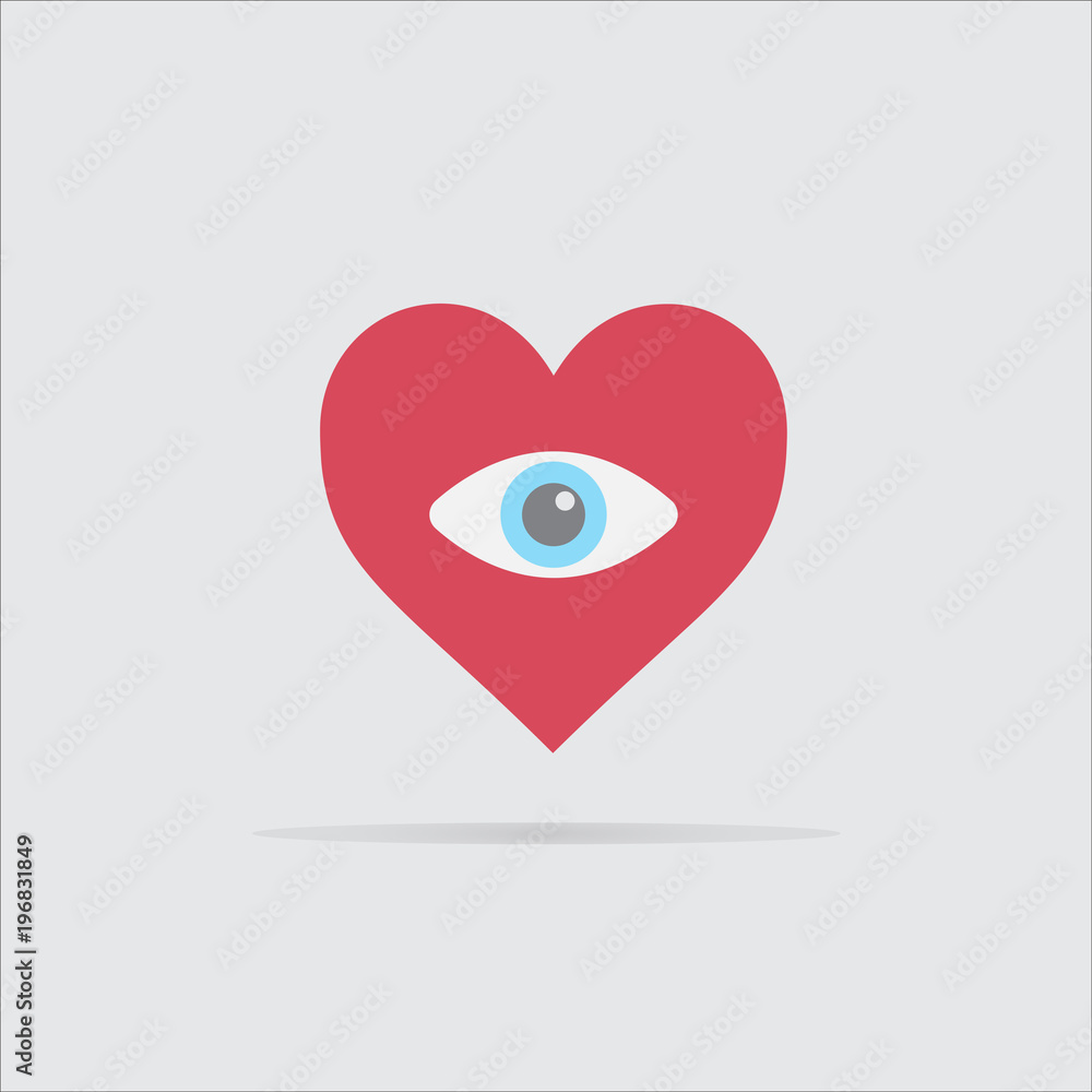 Fototapeta premium eye on heart cartoon icon