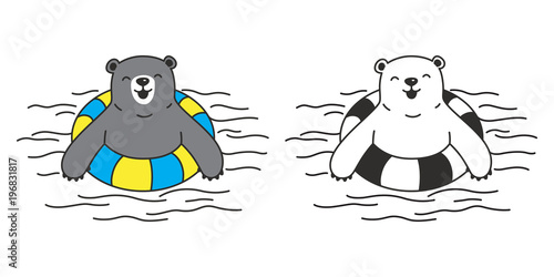 Bear vector icon logo polar bear illustration teddy swimming ring cartoon doodle