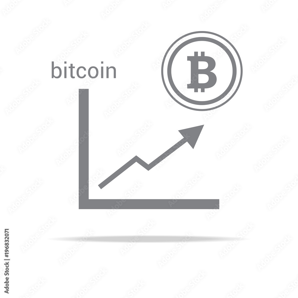 cryptocurrency concept, trading bitcoin in stock market with graph going up cryptocurrency concept, trading bitcoin in stock market with graph going up