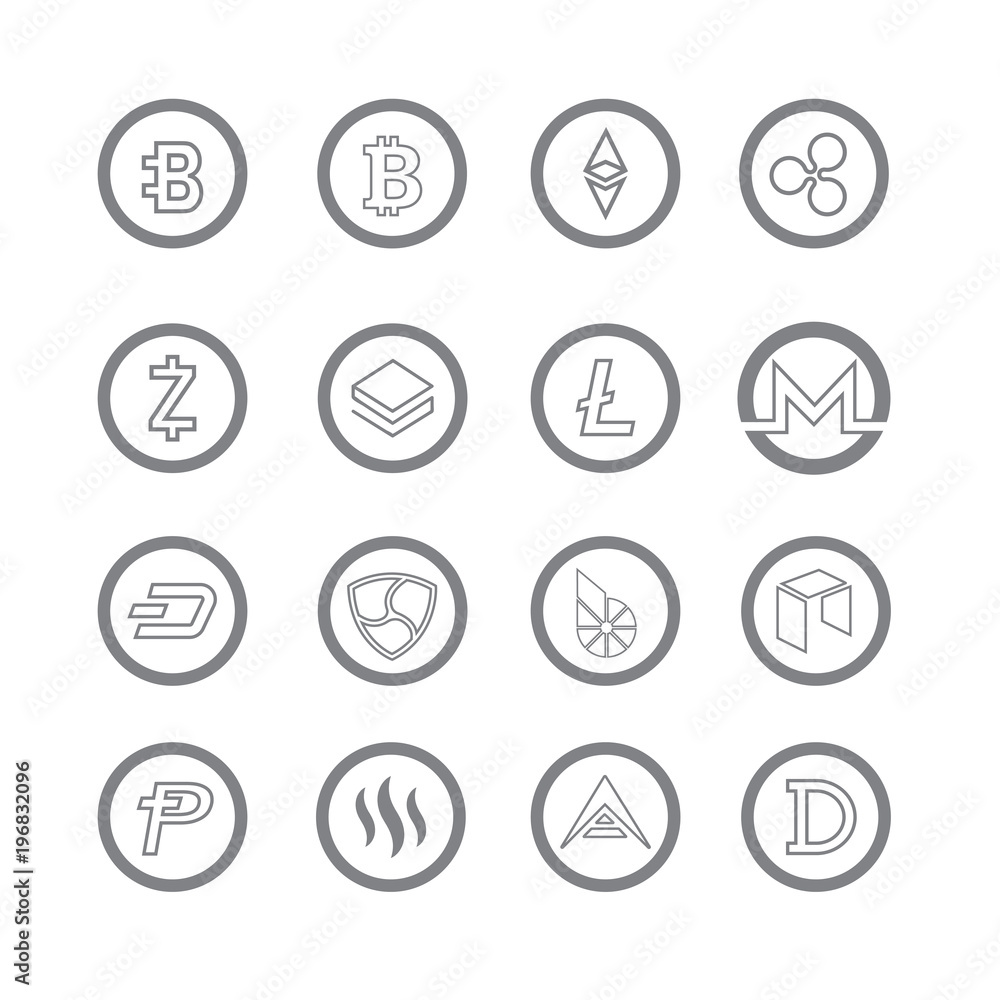 cryptocurrency coin icon set cryptocurrency coin icon set