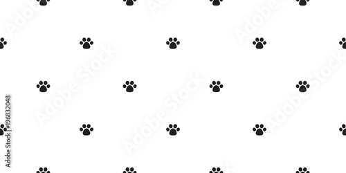 Dog Paw Seamless Pattern vector Cat paw footprint isolated wallpaper background white © CNuisin