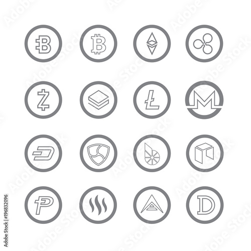 cryptocurrency coin icon set