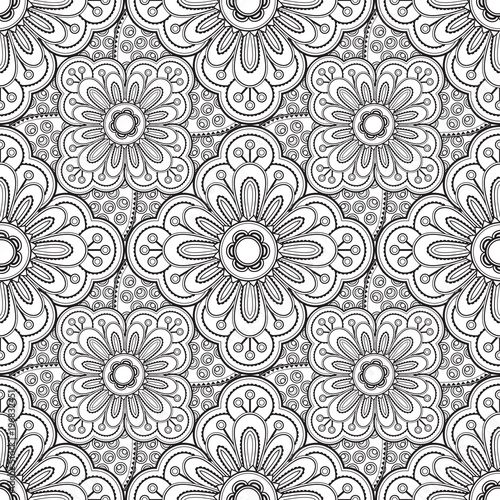 Seamless floral wallpaper. Can be used as coloring page for adult