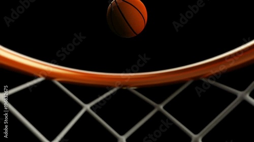 Throw in a basketball hoop, the ball hits the ring