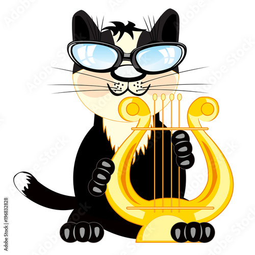 Cat musician with lira