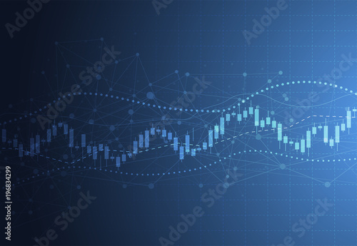 Business candle stick graph chart of stock market investment trading on dark background design. Bullish point, Trend of graph. Vector illustration