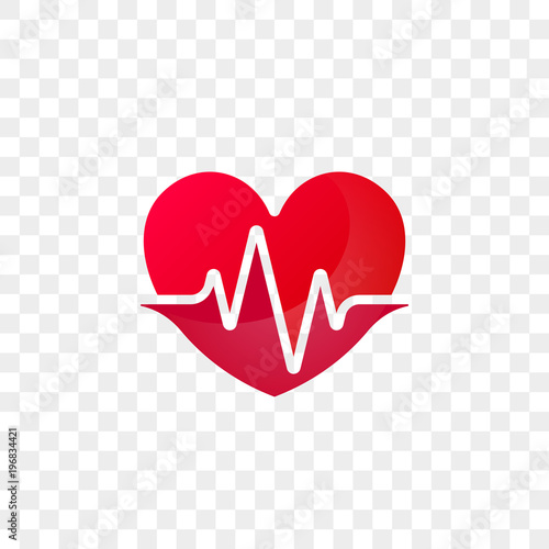 Heart and heartbeat logo ve...