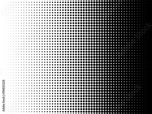 Radial halftone pattern texture. Vector black and white radial dot gradient background for retro, vintage wallpaper graphic effect. Monochrome pop art dot overlay for poster illustration