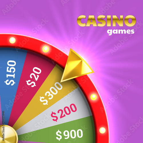 Wheel of fortune roulette for gambling lottery game. Vector gamble game of chance disk with win-win chance. Fortune wheel isolated on bright purple background