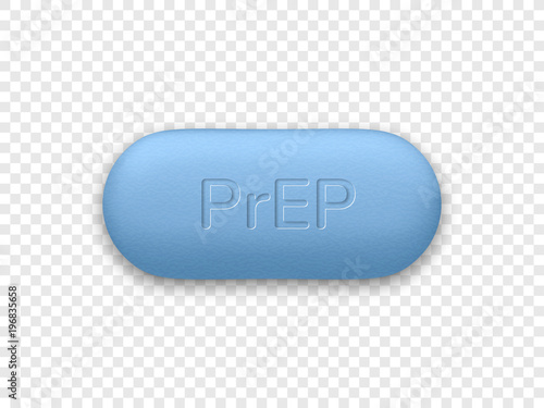 PrEp tablet. Vector pre-exposure prophylaxis blue pill developed to prevent HIV epidemic. photo