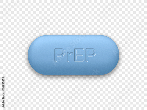 PrEp tablet. Vector pre-exposure prophylaxis blue pill developed to prevent HIV epidemic.