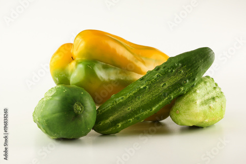 green cucumber and yellow pepper