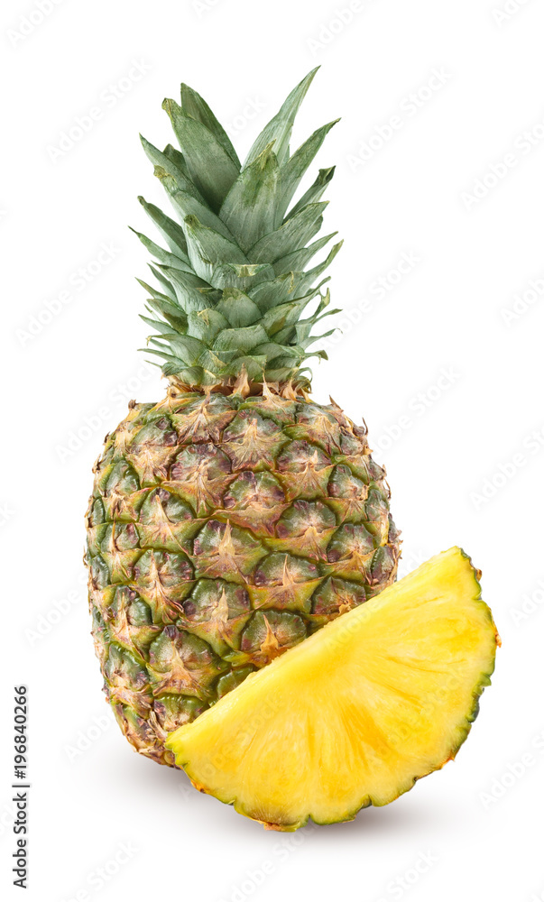 Ananas with a slice isolated on a white background Ananas with a slice isolated on a white background