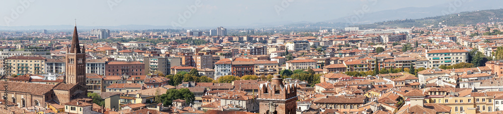 historic cityscape of Verona / View of the rooftops of the old town of Verona  in Italy