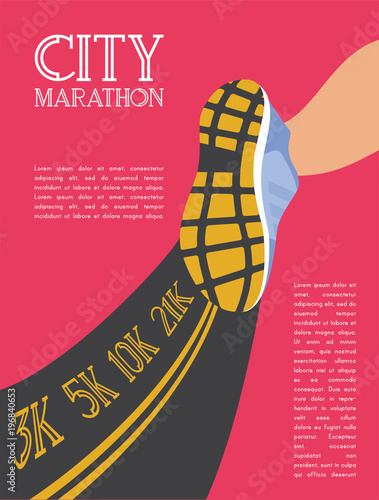 city running marathon. athlete runner feet running on road closeup. illustration vector
