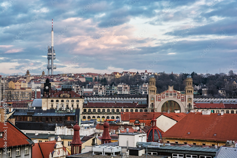 Zizkov television tower and central railway station, Prague