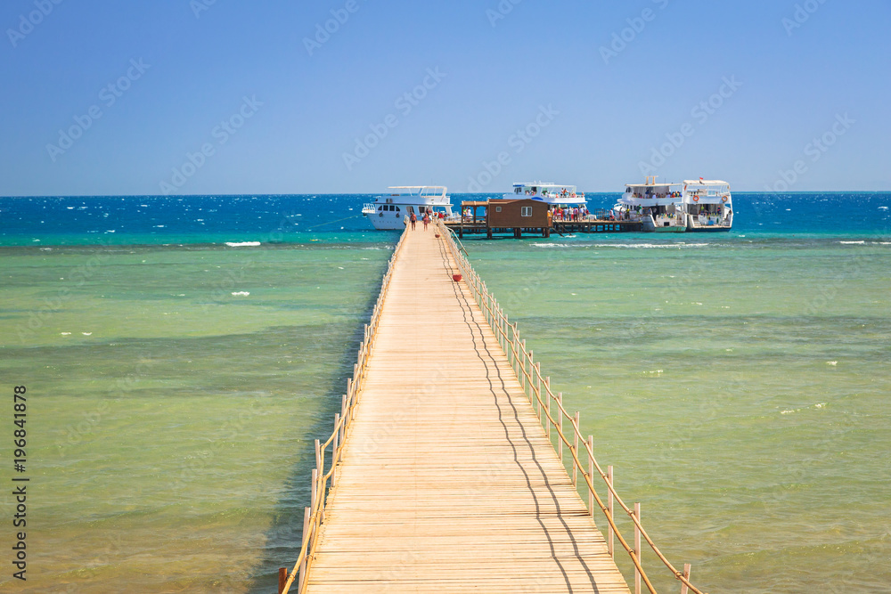 Pier on the beach of Red Sea in Hurghada, Egypt