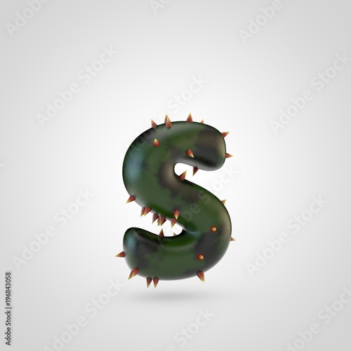 Plant letter S lowercase with spikes isolated on white background.