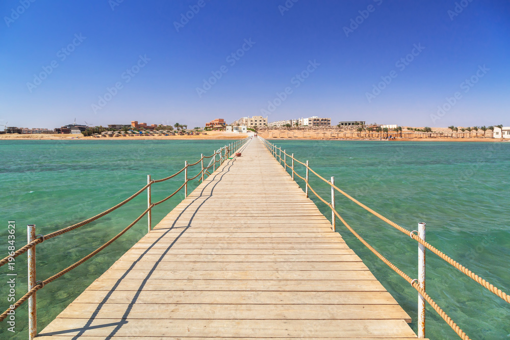 Pier on the beach of Red Sea in Hurghada, Egypt