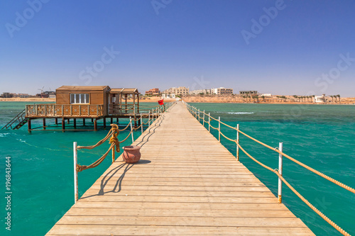 Pier on the beach of Red Sea in Hurghada, Egypt