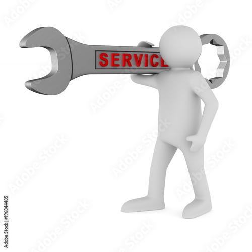 man with spanner on white b...