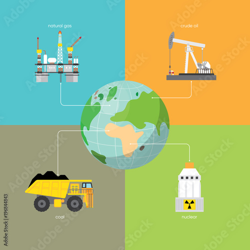 world energy with coal, natural gas, crude oil and nuclear