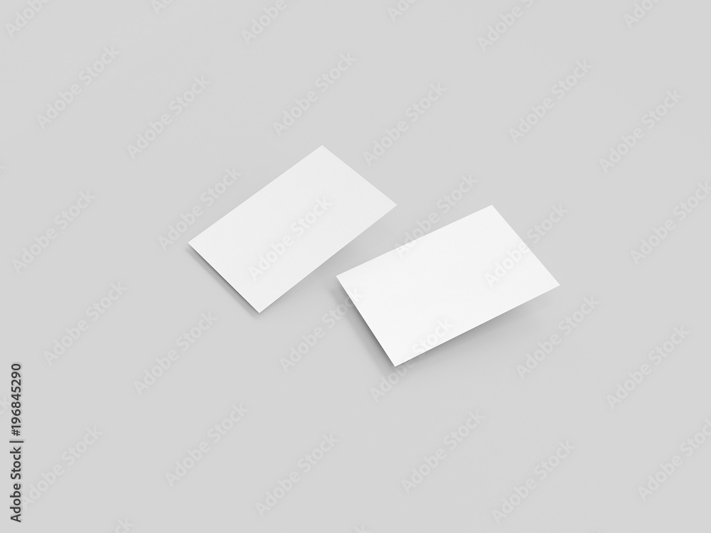 business card mock-up, 3d rendering, light gray background business card mock-up, 3d rendering, light gray background