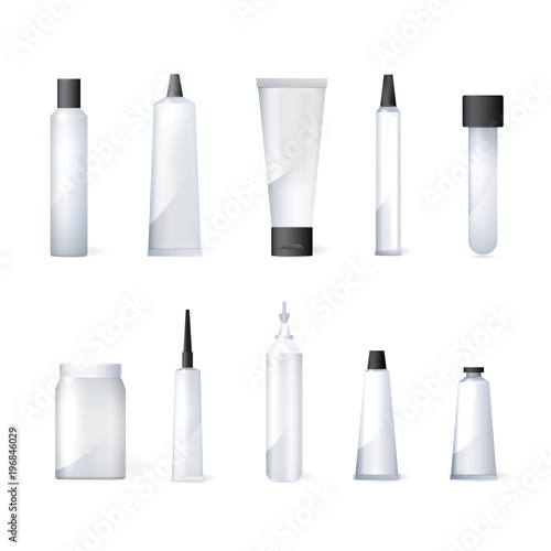 Vector set of medical packaging plastic containers .