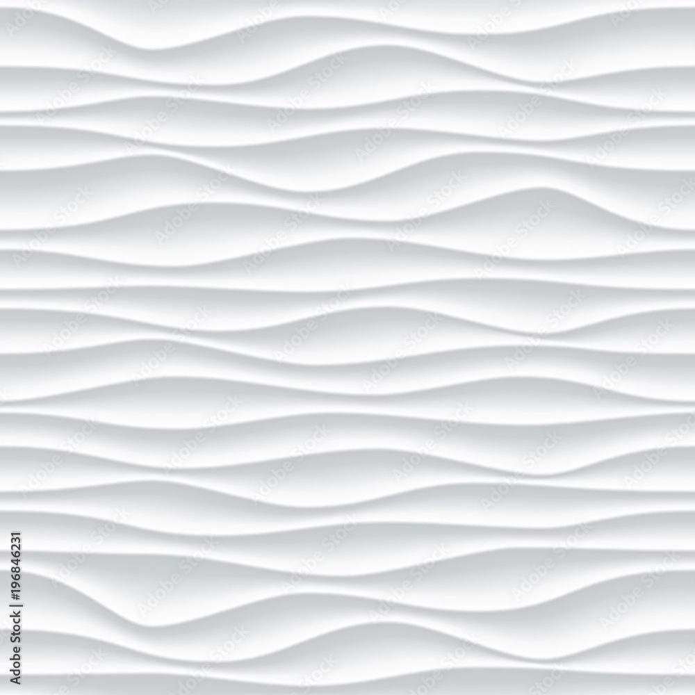 White wave pattern background with seamless wave wall texture. Vector  trendy ripple wallpaper interior decoration. Seamless 3d geometry design  Stock Vector | Adobe Stock