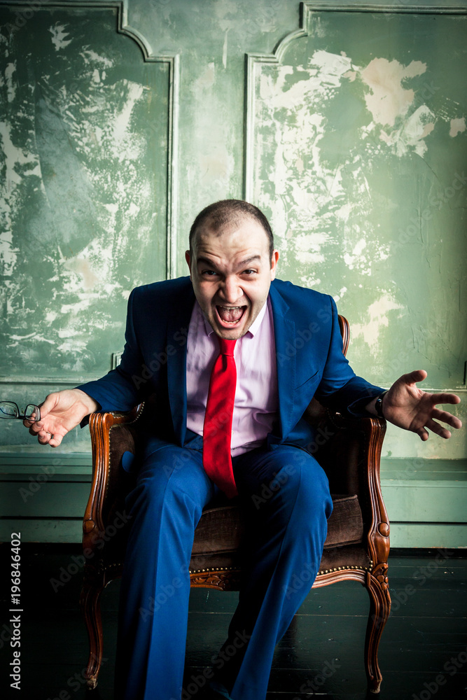 Mad bussinesman shouting