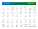 Line icons set. Gym and Fitness pack. Vector Illustration