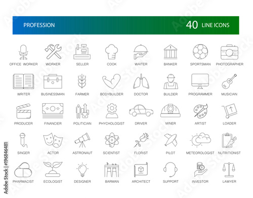 Line icons set. Proffesion pack. Vector Illustration
