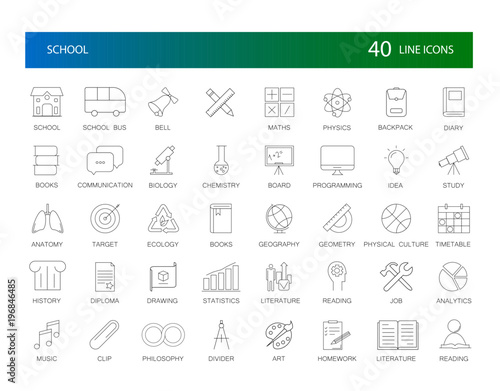Line icons set. School pack. Vector Illustration