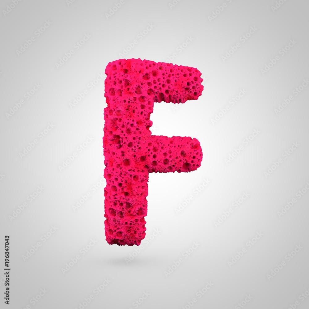 Pink sponge letter F uppercase isolated on white background. Pink sponge letter F uppercase isolated on white background.