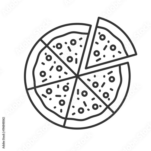Fototapeta Pizza z jedną ikoną liniową oddzieloną plasterkiem