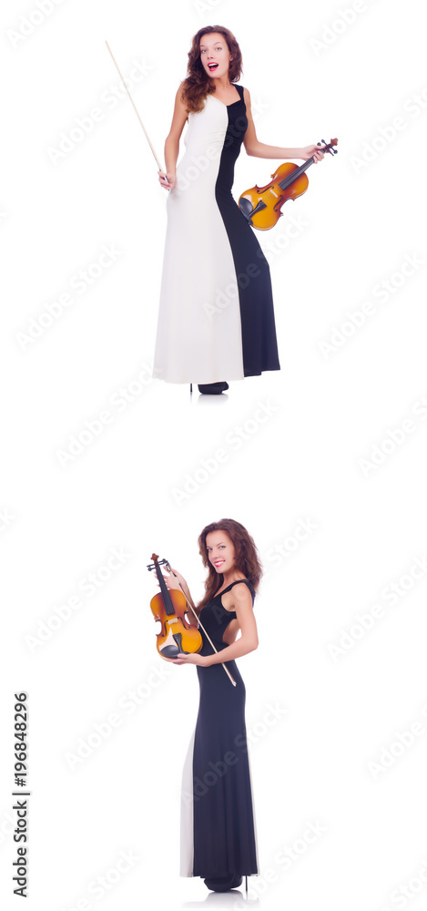 Woman playing violin isolated on white background Woman playing violin isolated on white background