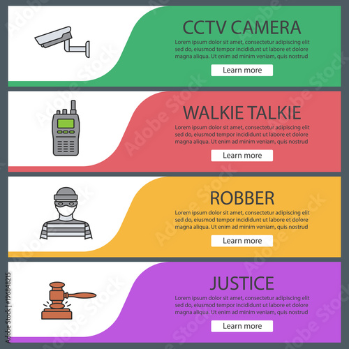 Police web banner templates set