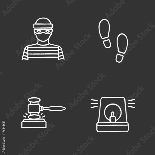 Police chalk icons set