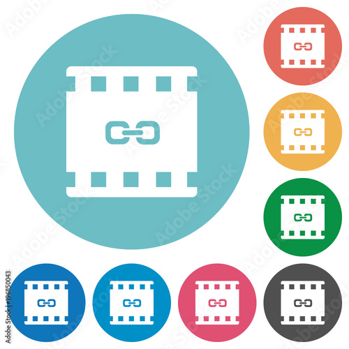 Link movie flat round icons