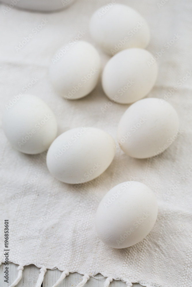 eggs on a white towel eggs on a white towel