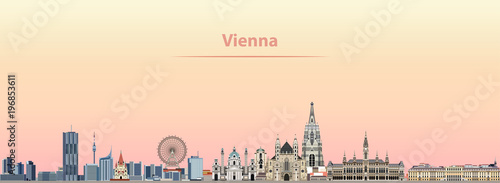 Vienna vector city skyline at sunrise